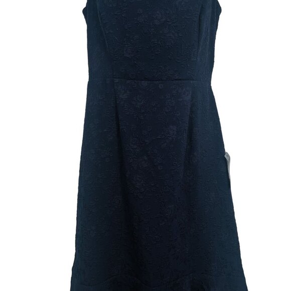 Lulu's Jacquard Sophisticated Soiree Navy Blue High Low Open Back Ruffles - Picture 10 of 15